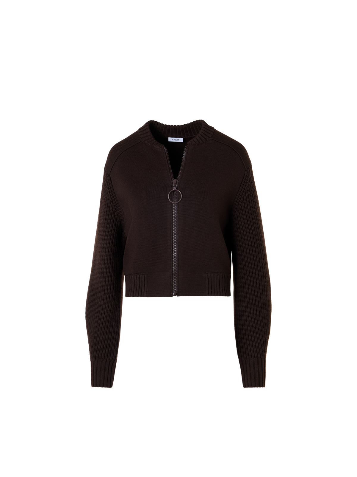 Designer Merino Wool Bomber Cardigan - brown