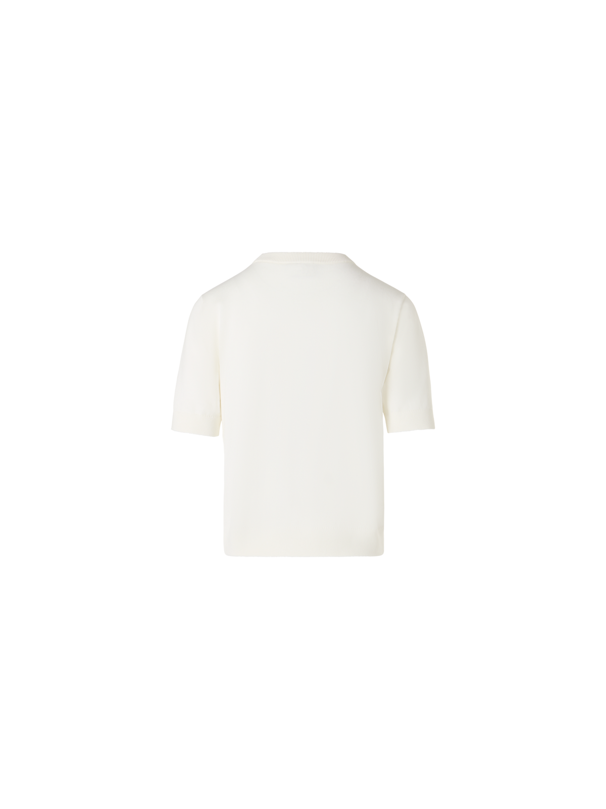 Designer Short-Sleeve Corner Shift Knit Sweater - ecru