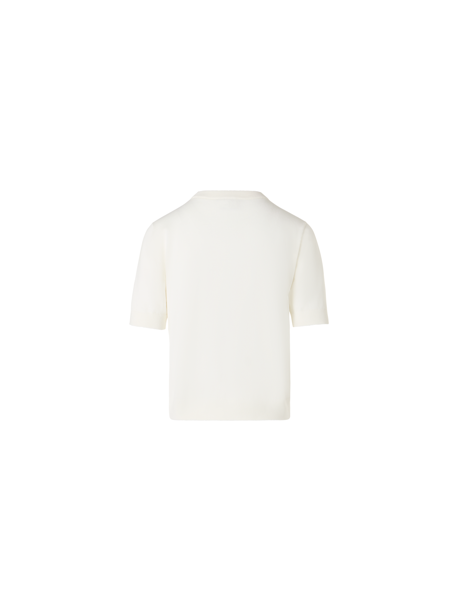 Designer Short-Sleeve Corner Shift Knit Sweater - ecru