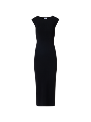 Designer Sleeveless Viscose Jersey Dress - black