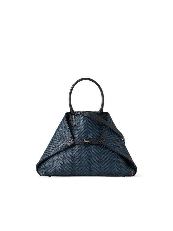 Designer Ai Small Top Handle Tote - neutral - navy - blue