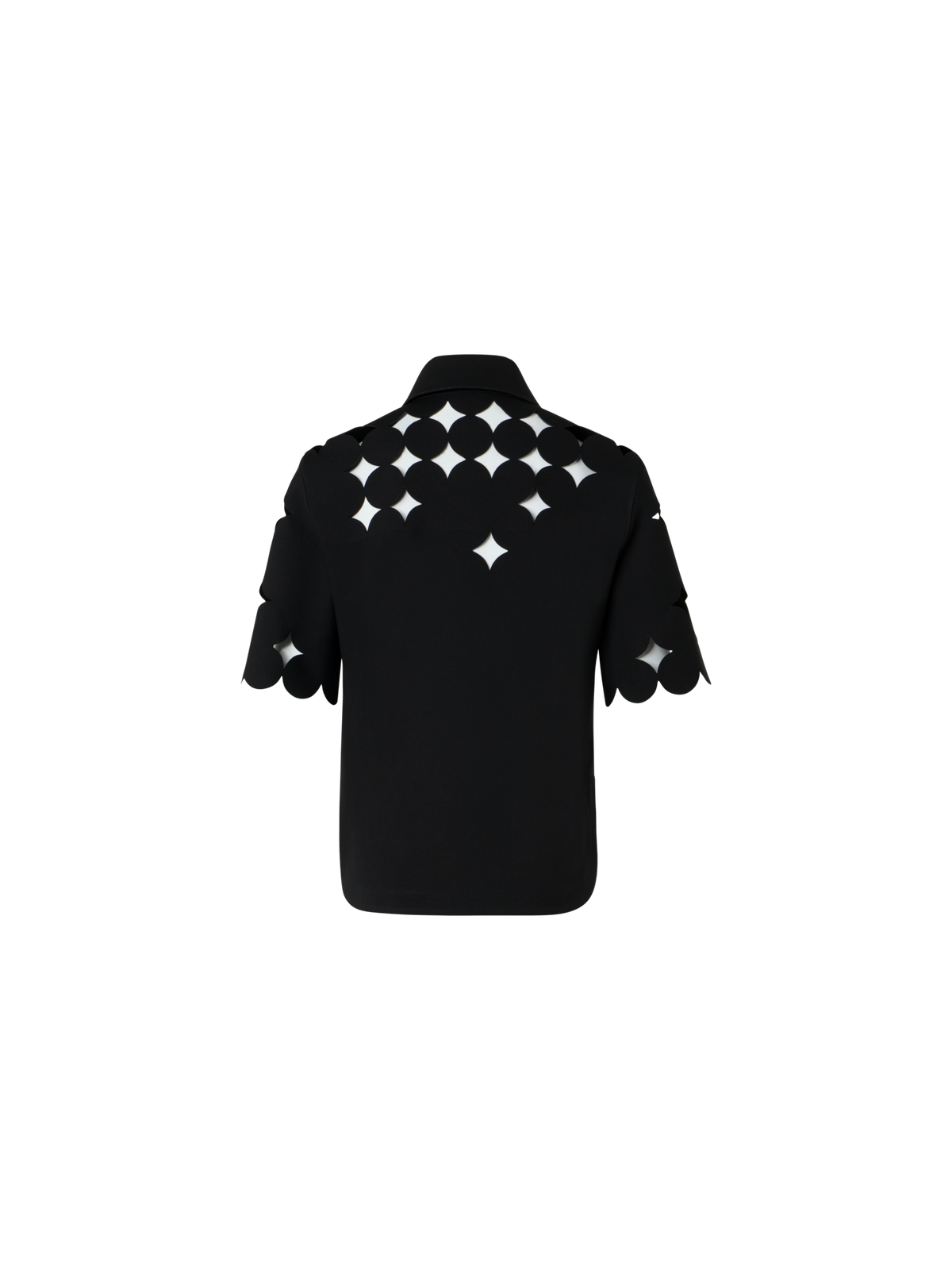 Designer Dropping Dot Cut-Out Polo Shirt - black