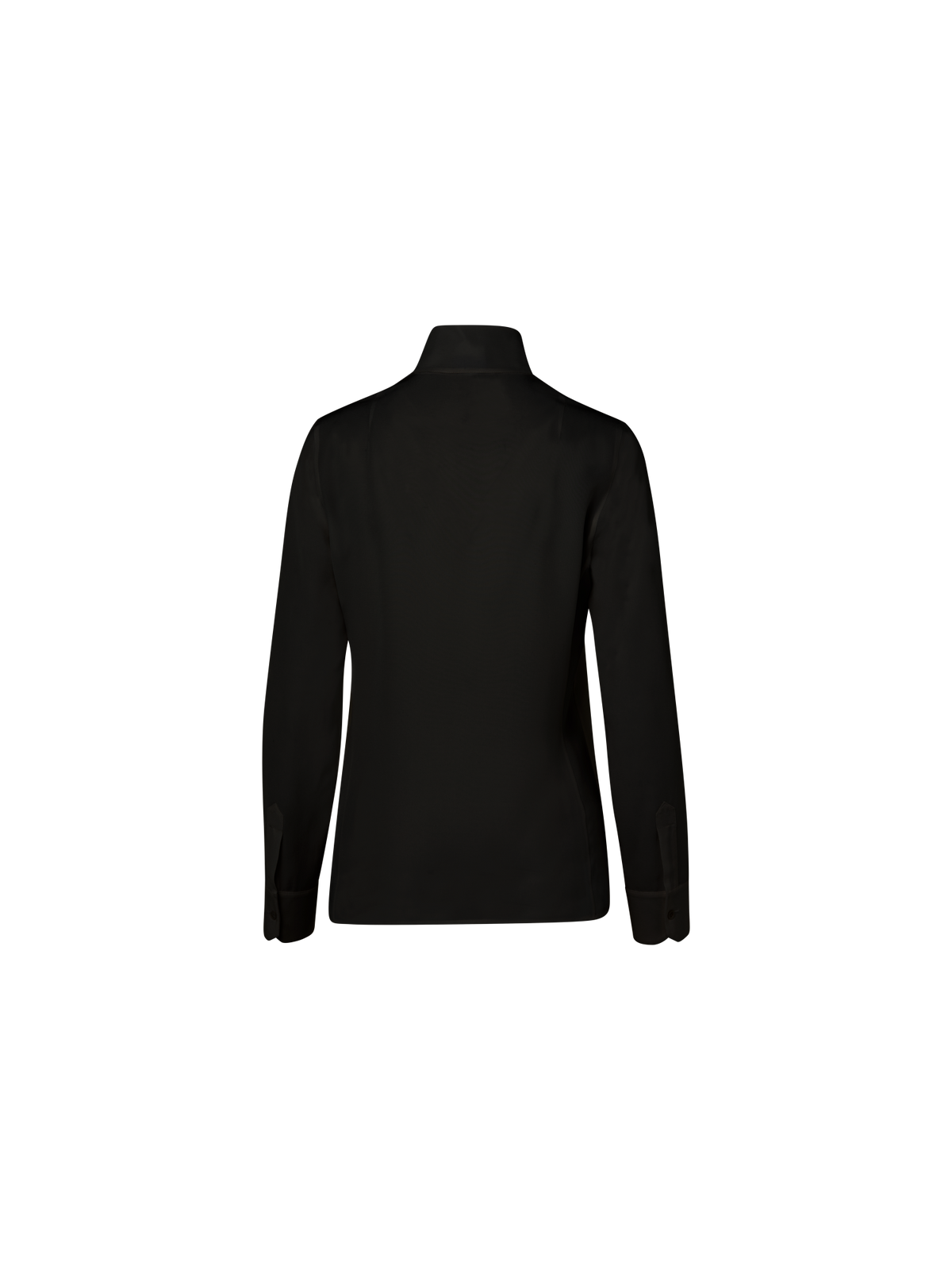 Designer Long Sleeve Silk Blouse with Stand-up Collar - black