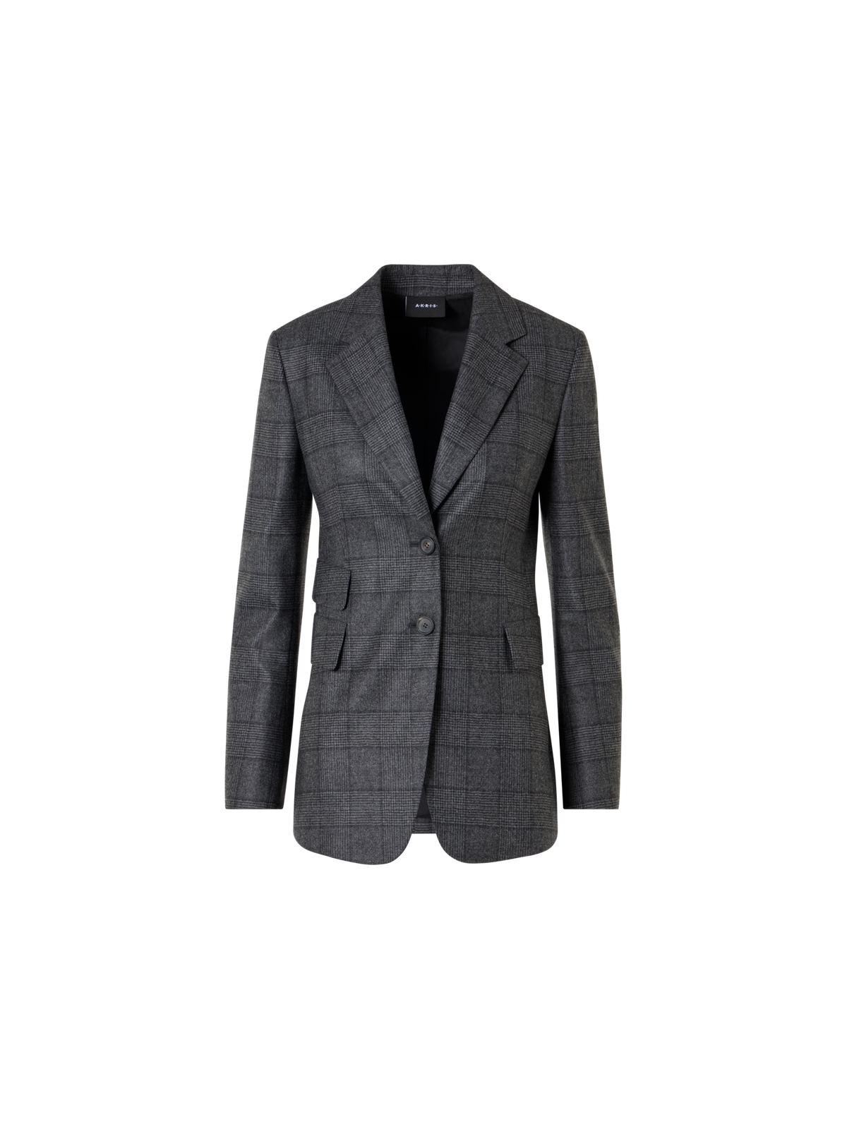 Designer Straight Wool Flannel Jacket in Prince of Wales - grey - multicolor - black