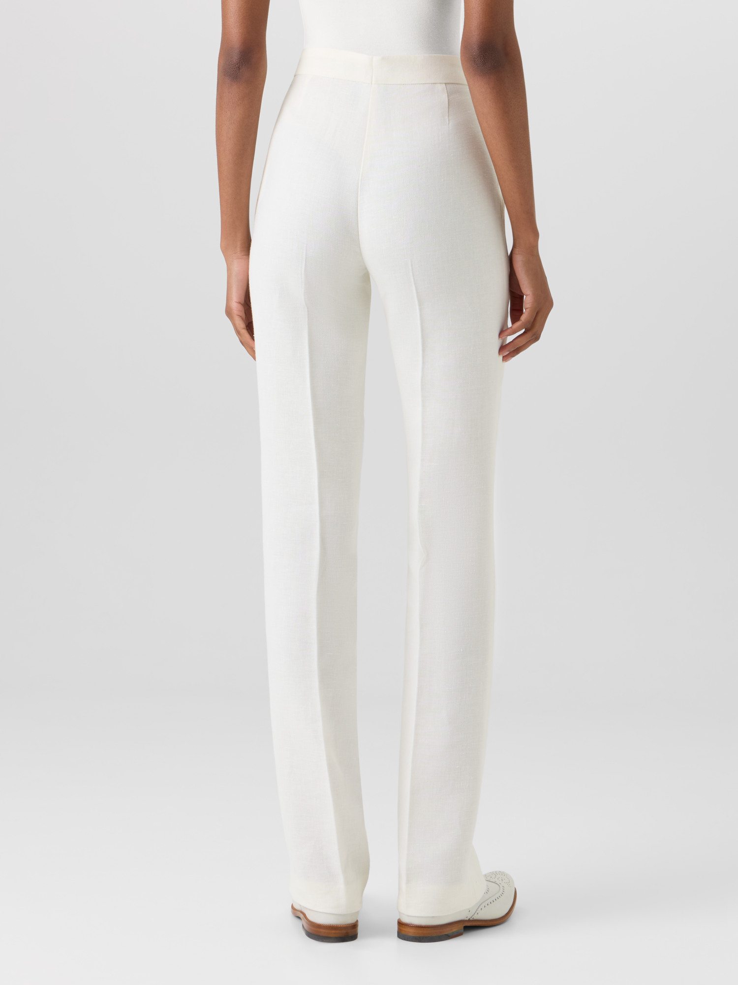 Designer Carl Straight-Leg Pants in Linen-Wool Crêpe Double-Face - ecru 