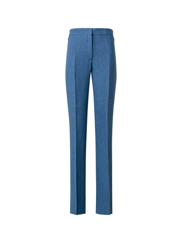 Designer Straight Linen Pants - blue