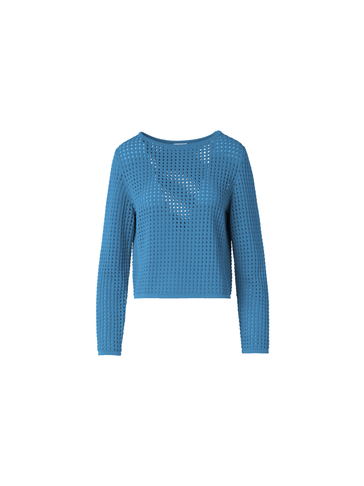 Designer Knit Sweater in Chunky Cotton Mesh - blue