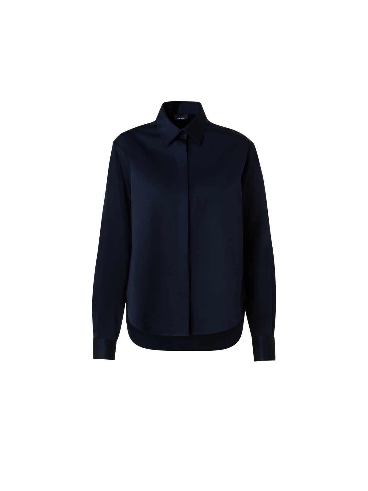 Designer Cotton-Gabardine Blouse - navy - blue