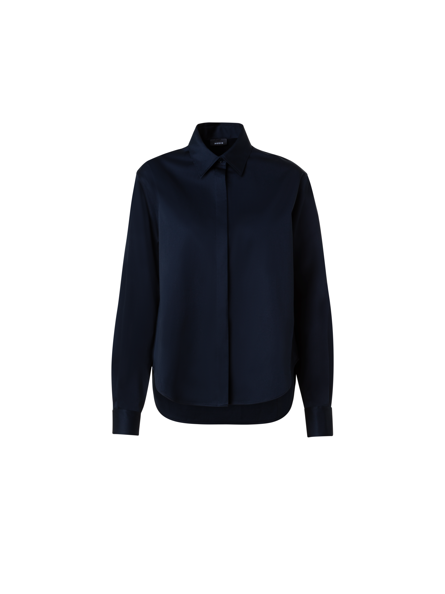 Designer Cotton-Gabardine Blouse - navy - blue