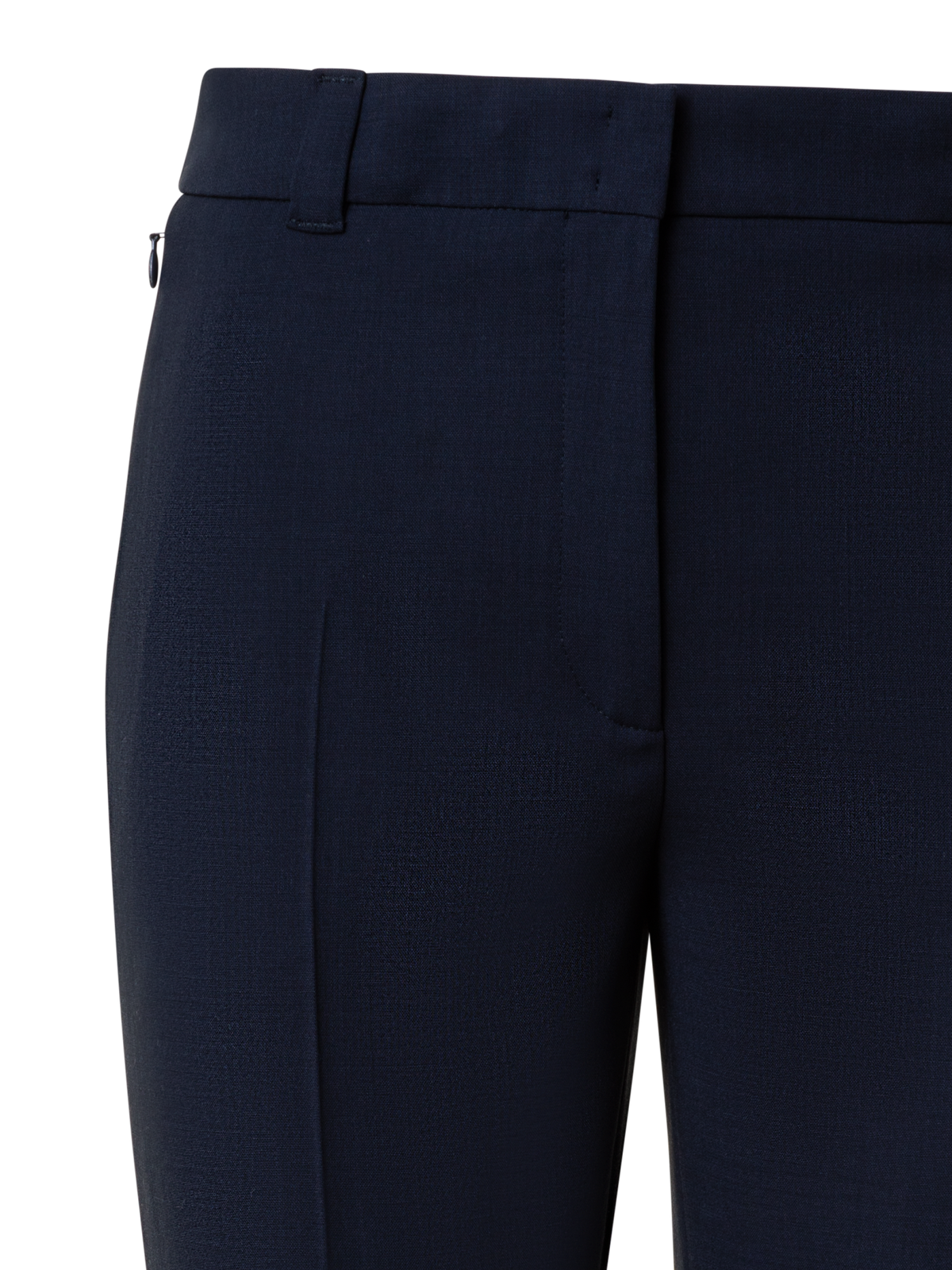 Designer Cropped Tapered Wool Double-Face Pants - navy - blue