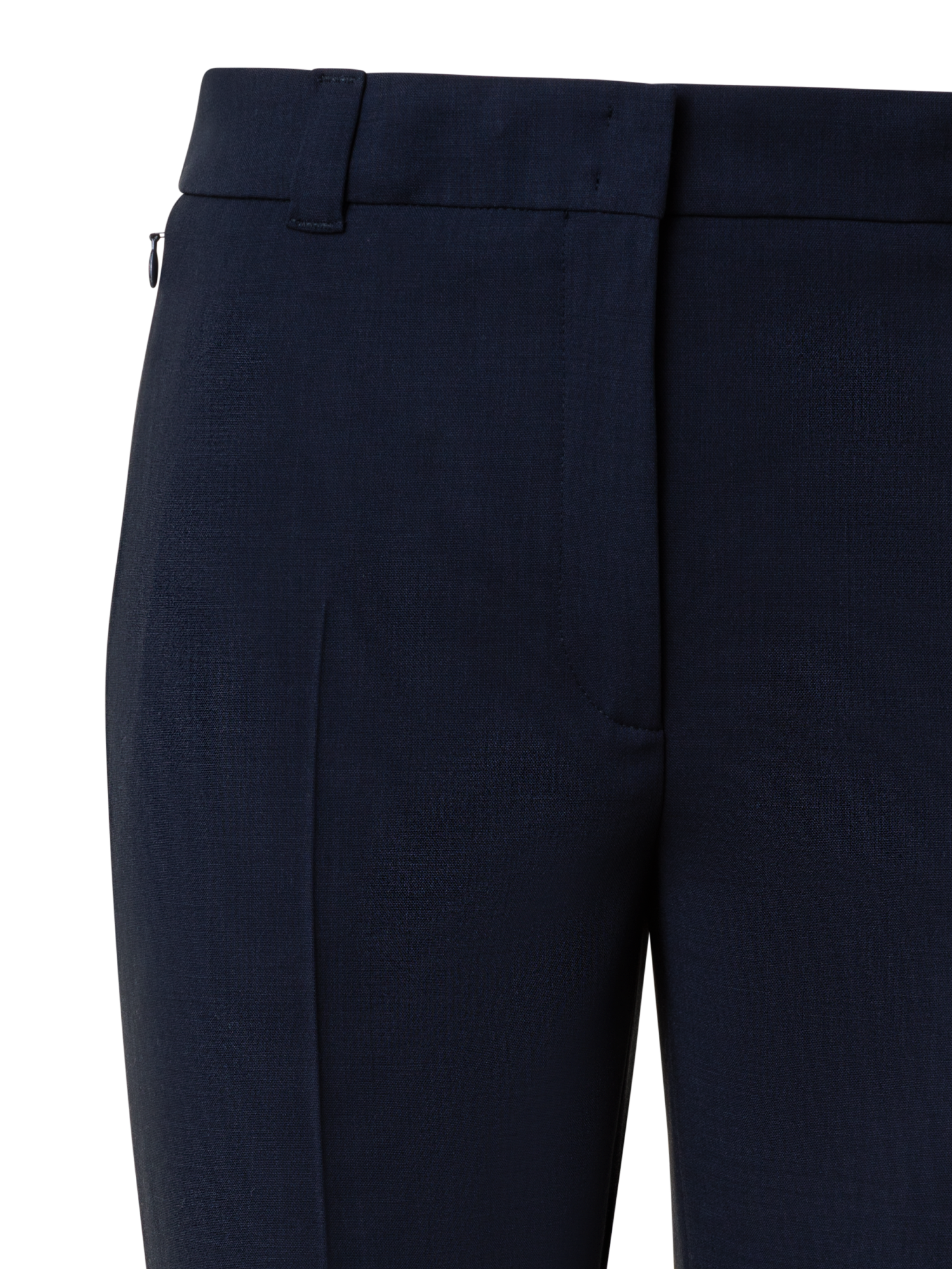 Designer Cropped Tapered Wool Double-Face Pants - navy - blue