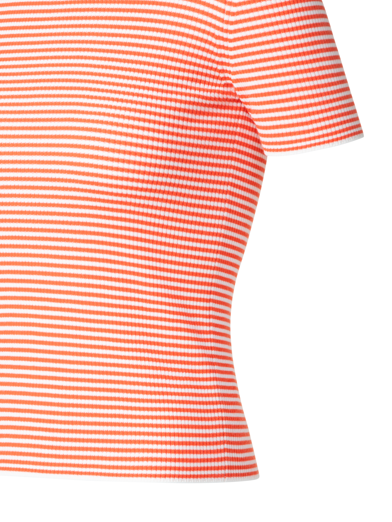 Designer Short Sleeve Sweater in Striped Virgin Wool  - multicolor - orange