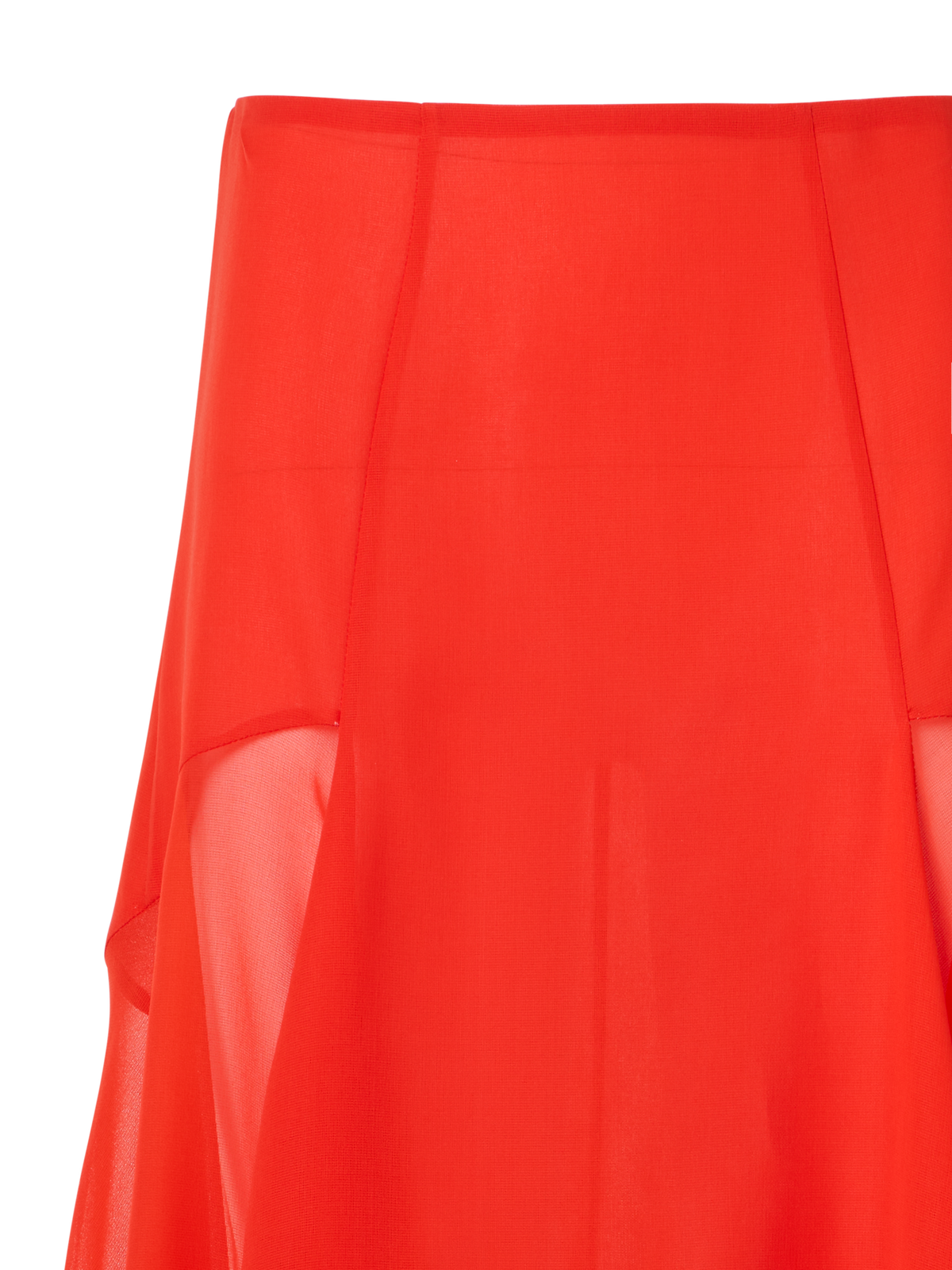 Designer Flared Midi Skirt in Silk Organza - red