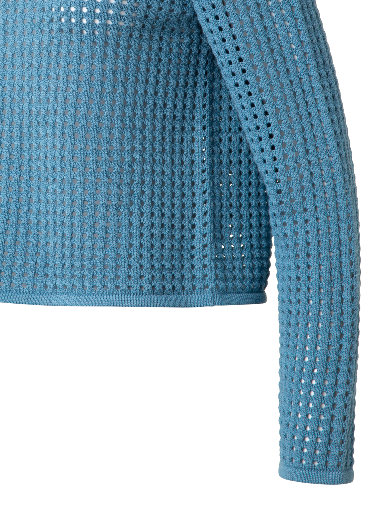 Designer Knit Sweater in Chunky Cotton Mesh - blue