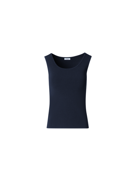 Designer Fitted Knit Tank Top - navy - blue