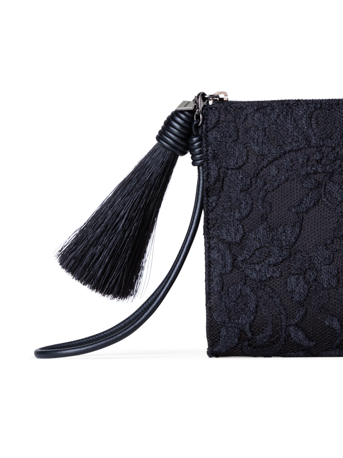 Designer Alexa Tassle Pouch - neutral - black