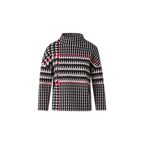 XL Glencheck Jacquard Mock Neck Sweater