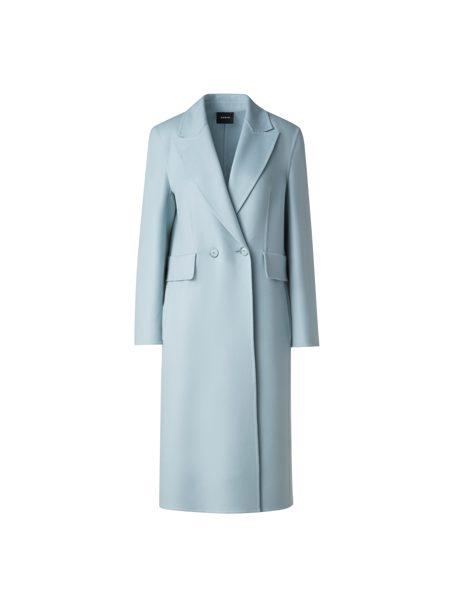 Designer Double Breasted Coat in Cashmere Double-Face - pastel - blue