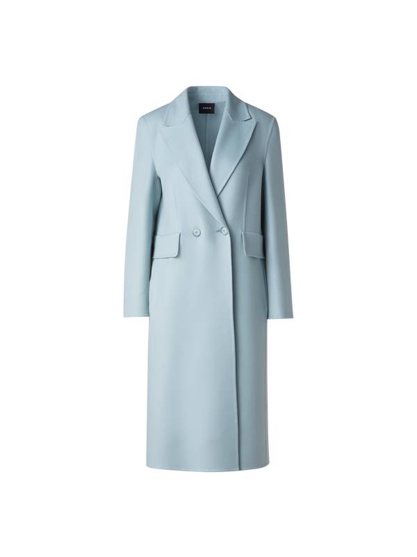 Designer Double Breasted Coat in Cashmere Double-Face - pastel - blue