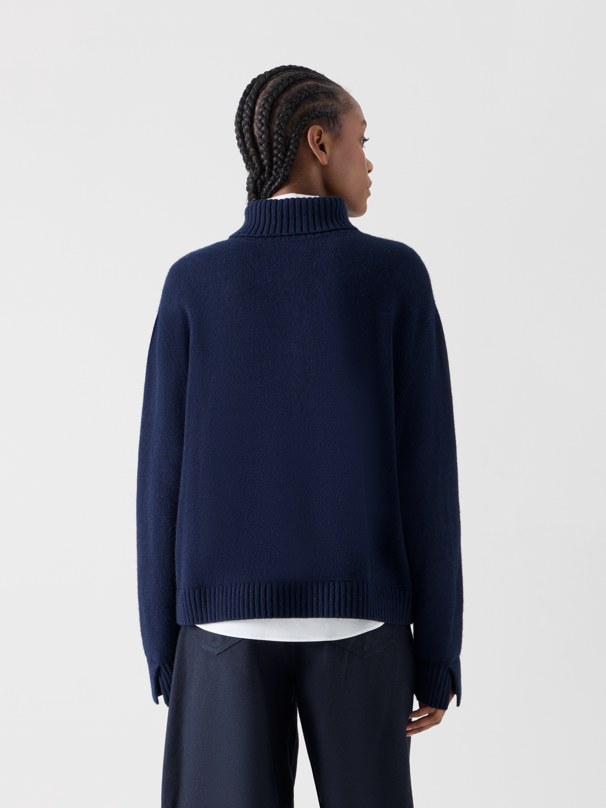 Designer Chunky Yak Knit Sweater - navy 