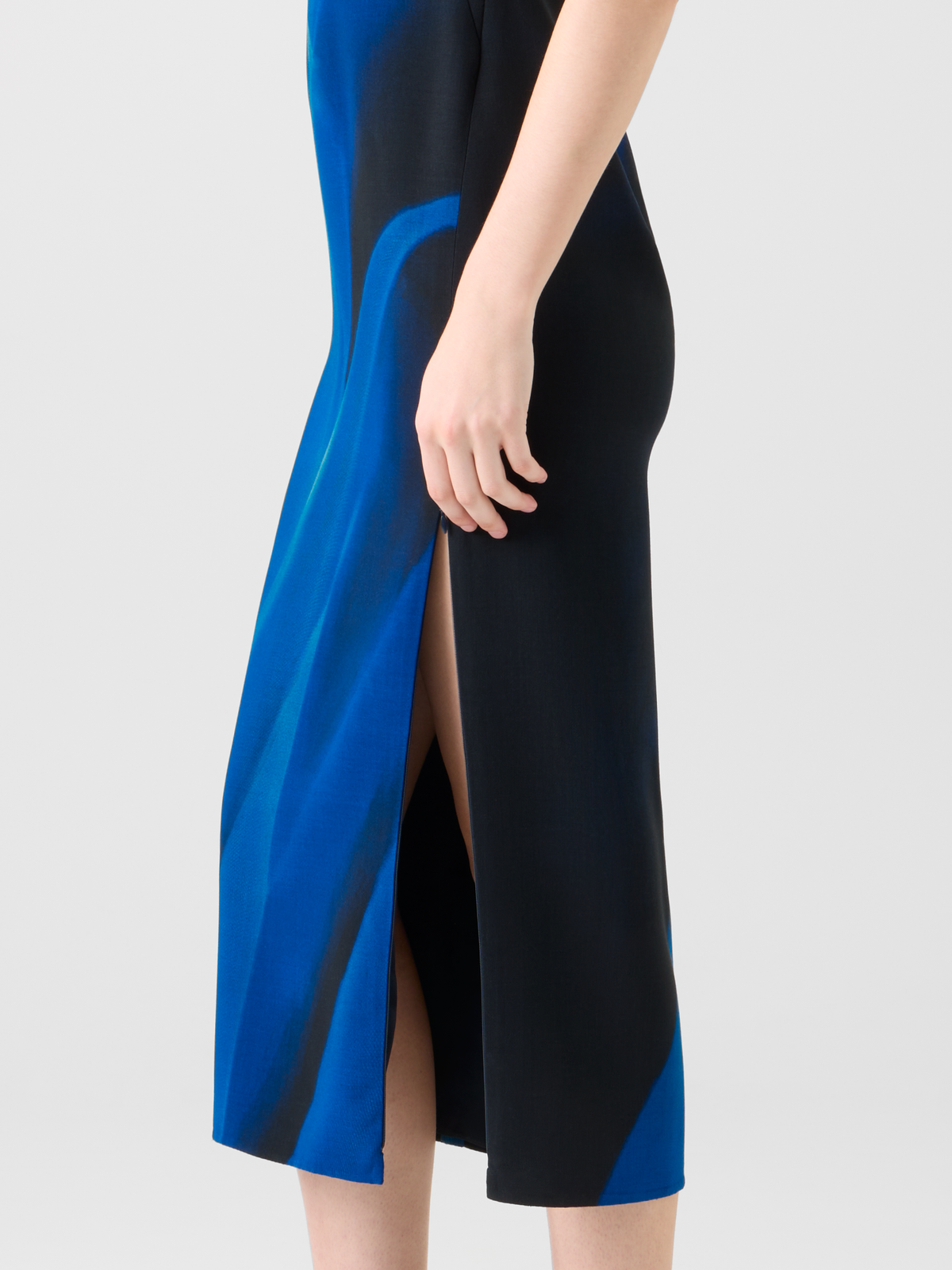 Designer Wool Shift Dress in Alyson's Cyanotype Print - blue - multicolor #editorial