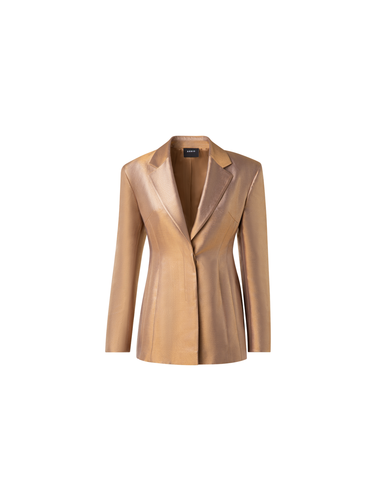 Designer Fitted Single Breasted Jacket in Golden Lurex - gold