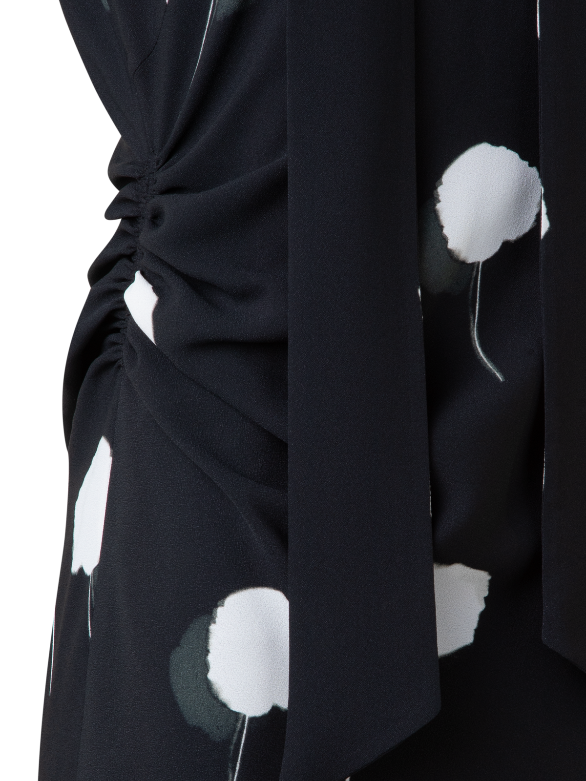 Designer Dandelion Print Midi Dress with Removable Bow - black - multicolor