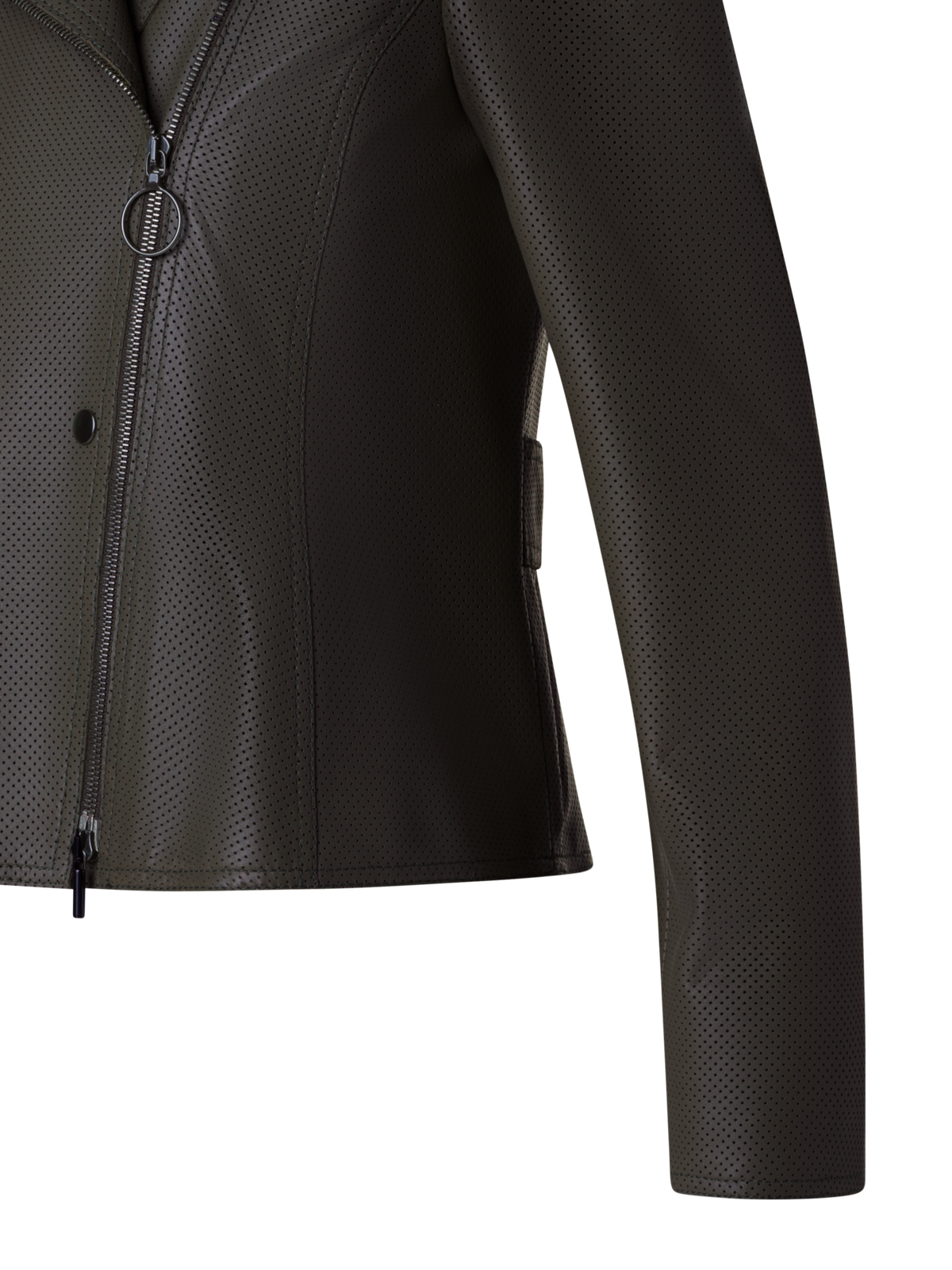 Designer Short Fitted Leather Biker Jacket - neutral - brown