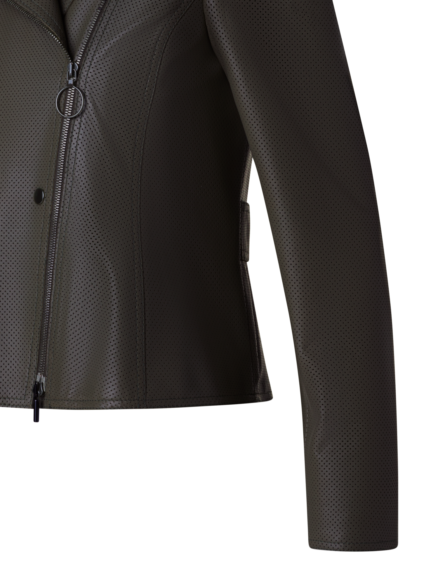 Designer Short Fitted Leather Biker Jacket - neutral - brown