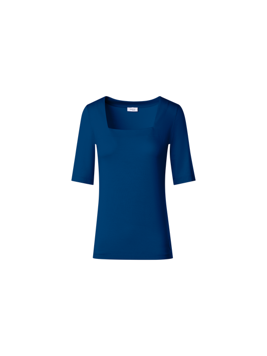 Designer Square Neck Half Sleeve T-Shirt in Modal - blue