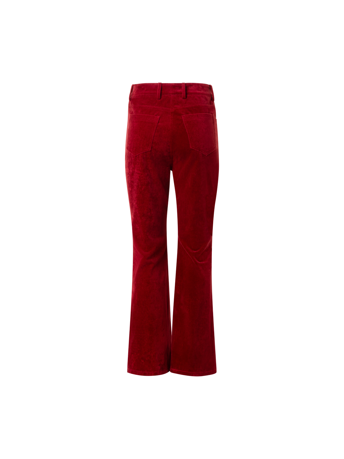 Designer Cropped Bootcut Stretch Cotton Velvet Pants - red