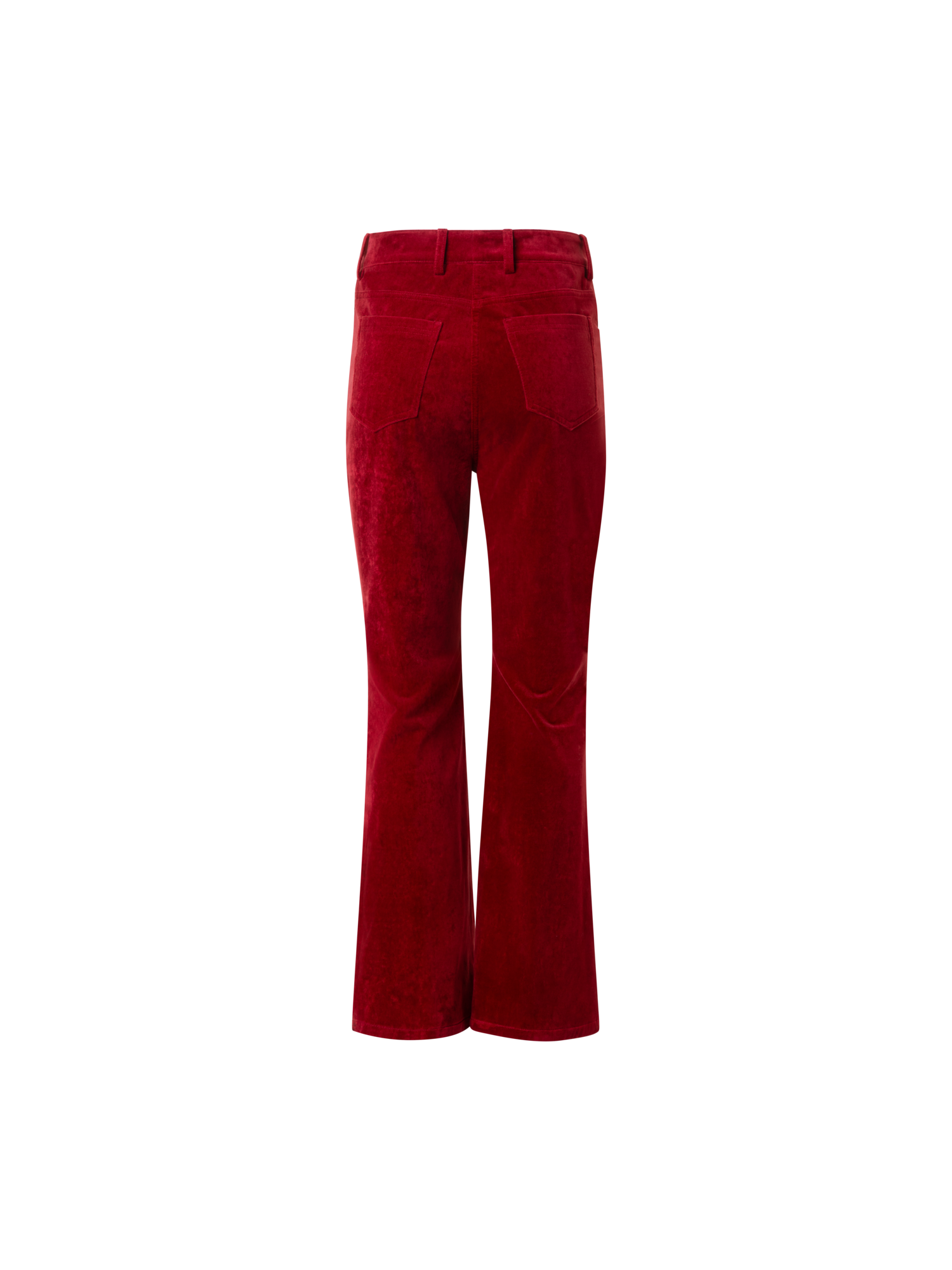 Designer Cropped Bootcut Stretch Cotton Velvet Pants - red