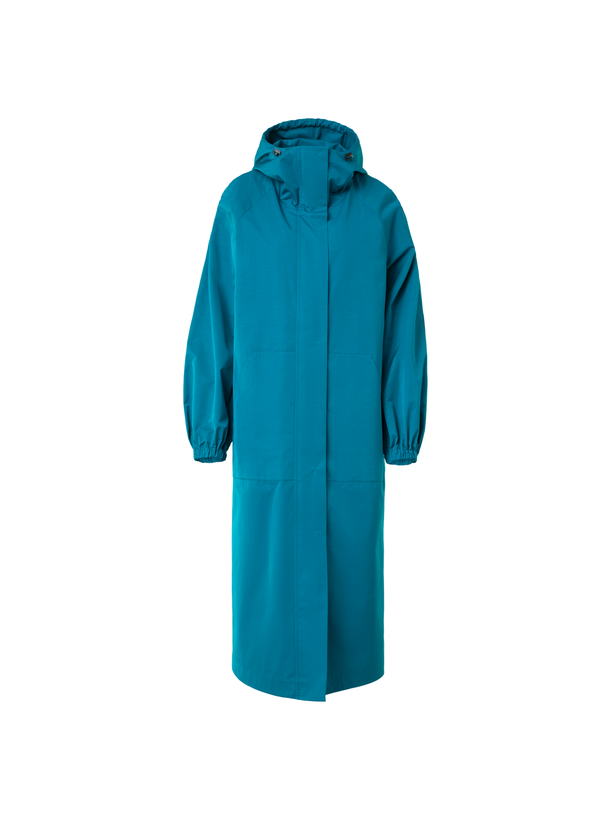 Designer Long Water Repellent Coat with Hood - blue