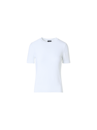 Designer Cotton Sweater with Polygon Intarsia - ecru