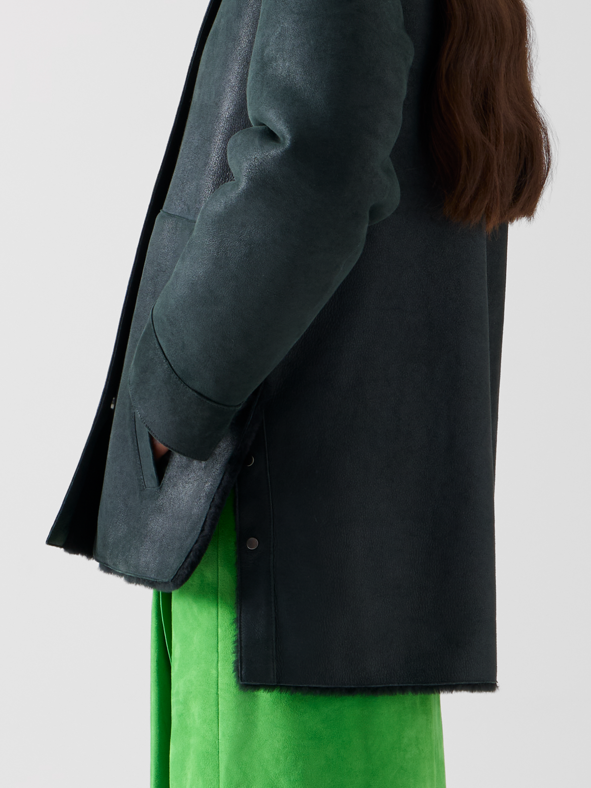 Designer Reversible Merinillo Lambskin Shirt Jacket - black - green 