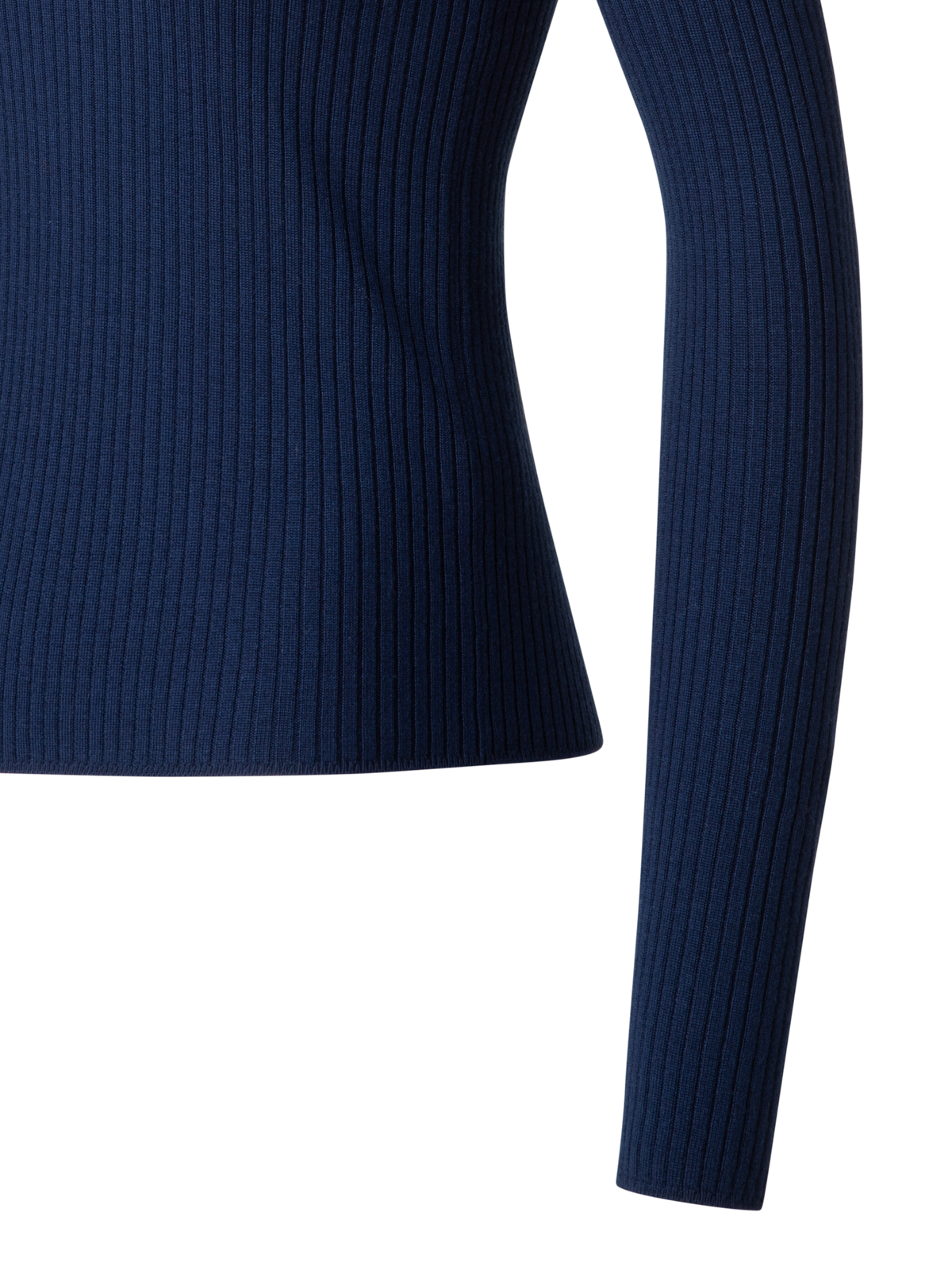 Designer Ribbed Merino Sweater with XL-Collar - navy - blue