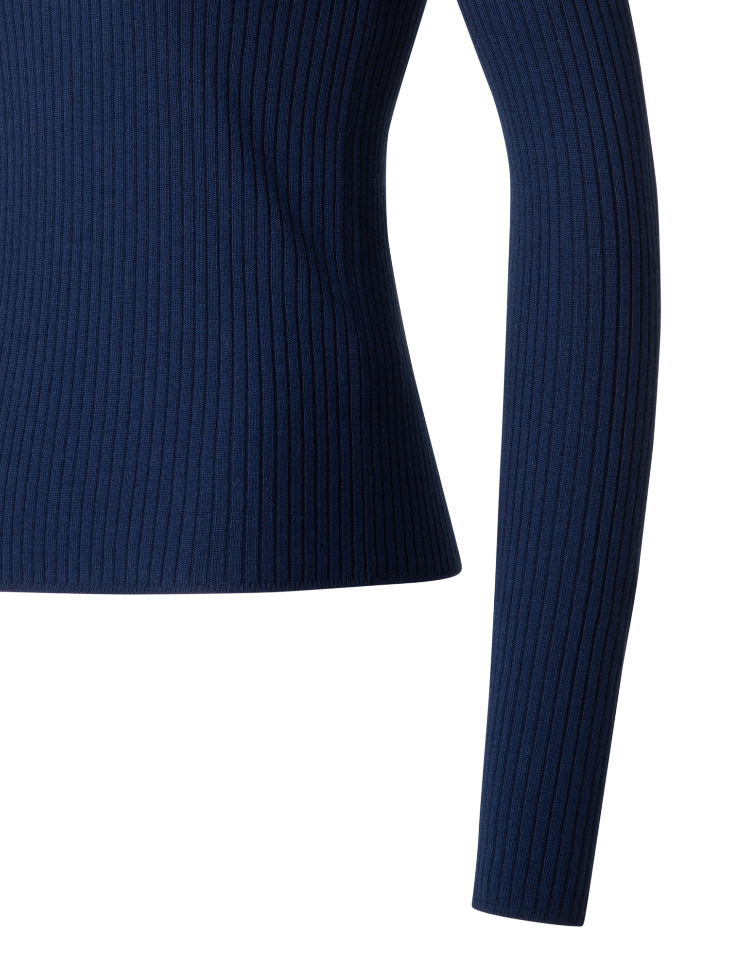 Designer Ribbed Merino Sweater with XL-Collar - navy - blue