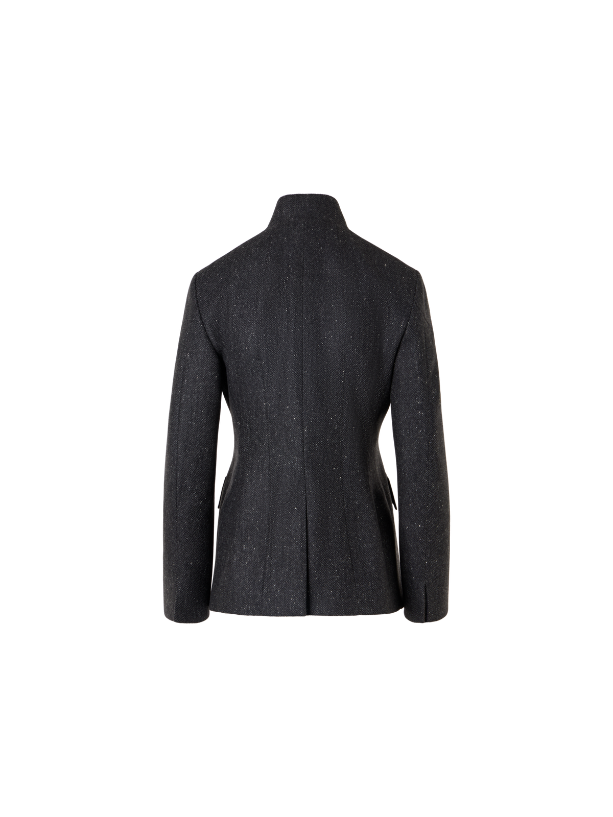 Designer Fitted Herringbone Cashmere Jacket with Four Pockets - grey