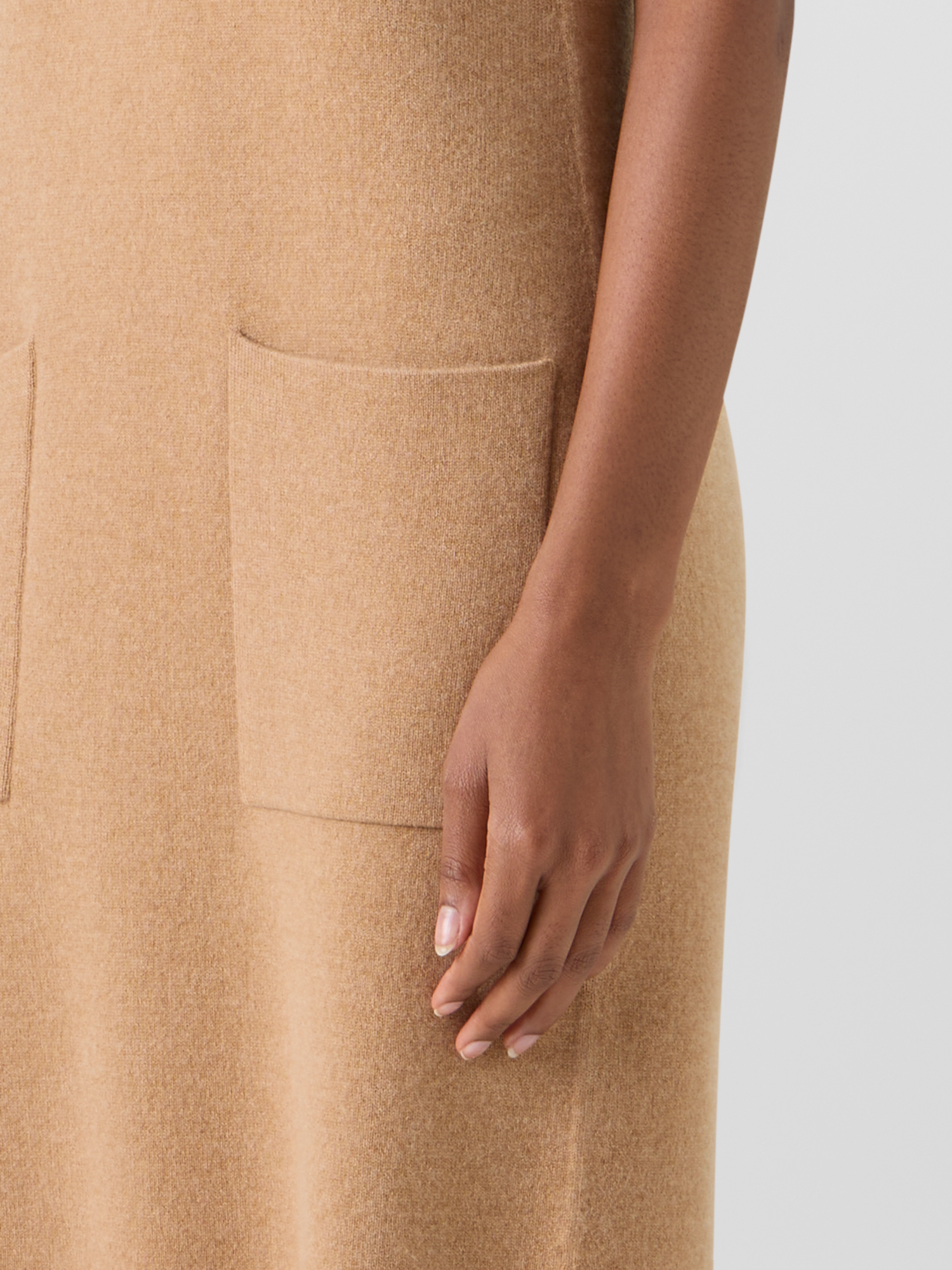 Designer Sleeveless Cashmere Double-Face Knit Dress - brown 