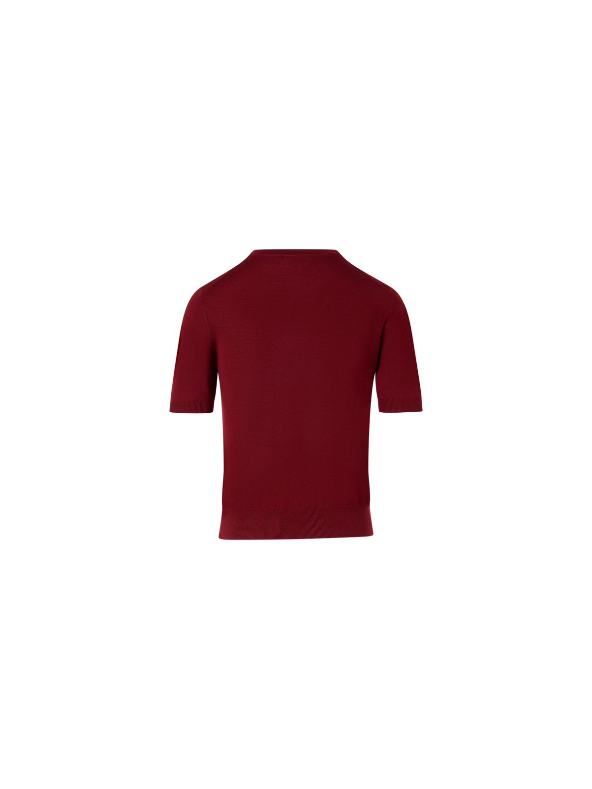 Designer Short-Sleeve Merino Wool Knit Sweater - red