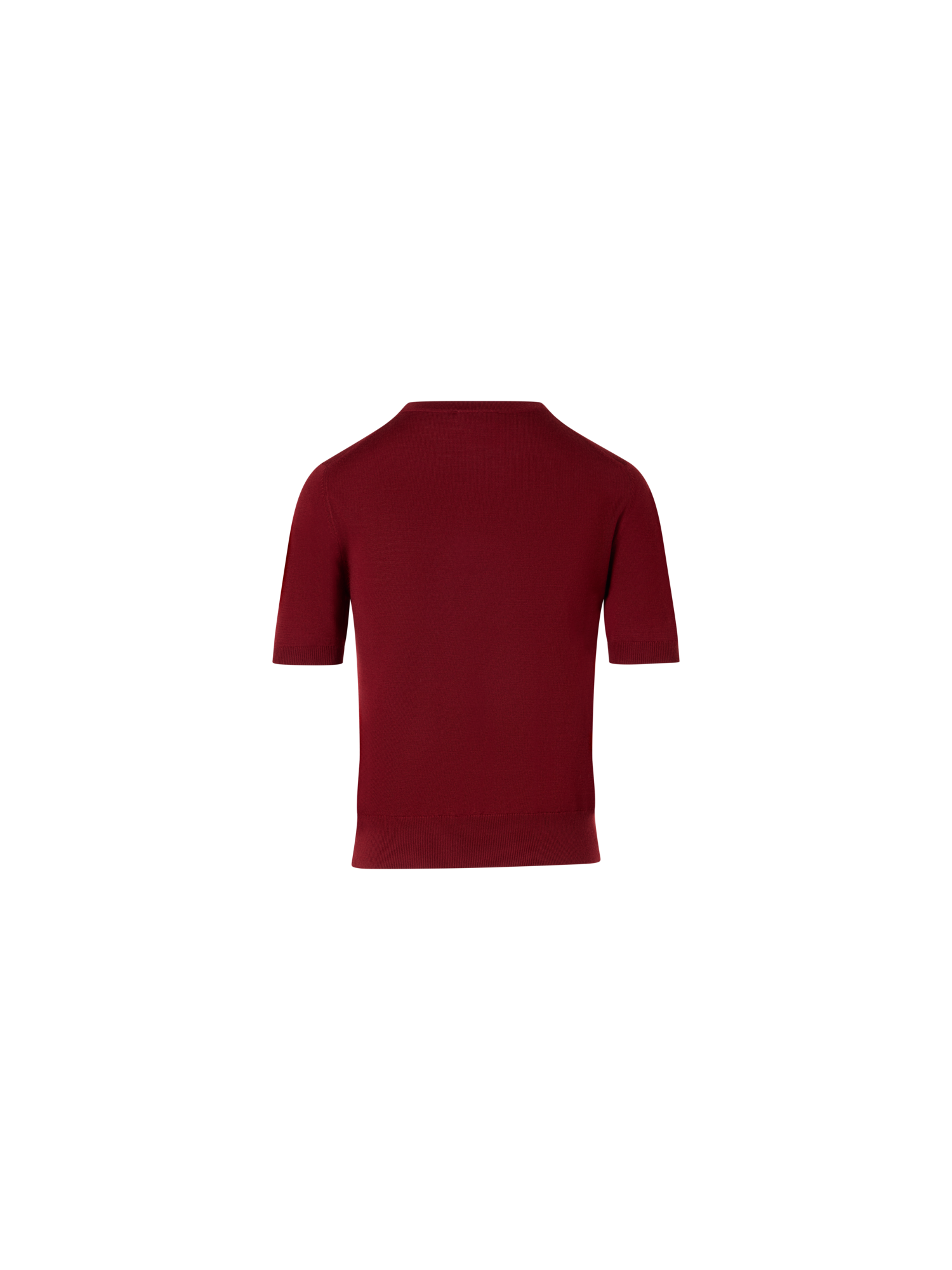 Designer Short-Sleeve Merino Wool Knit Sweater - red