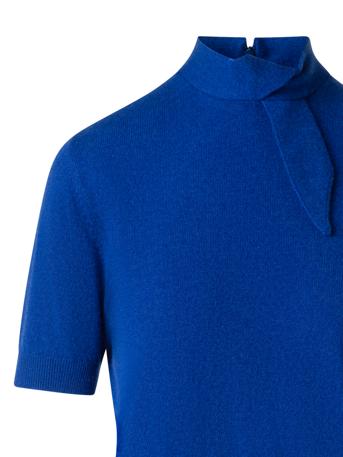 Designer Short Sleeve Cashmere Sweater with Knot Detail - blue