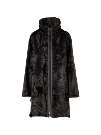 Designer Shearling Parka Reversible to Silk - grey