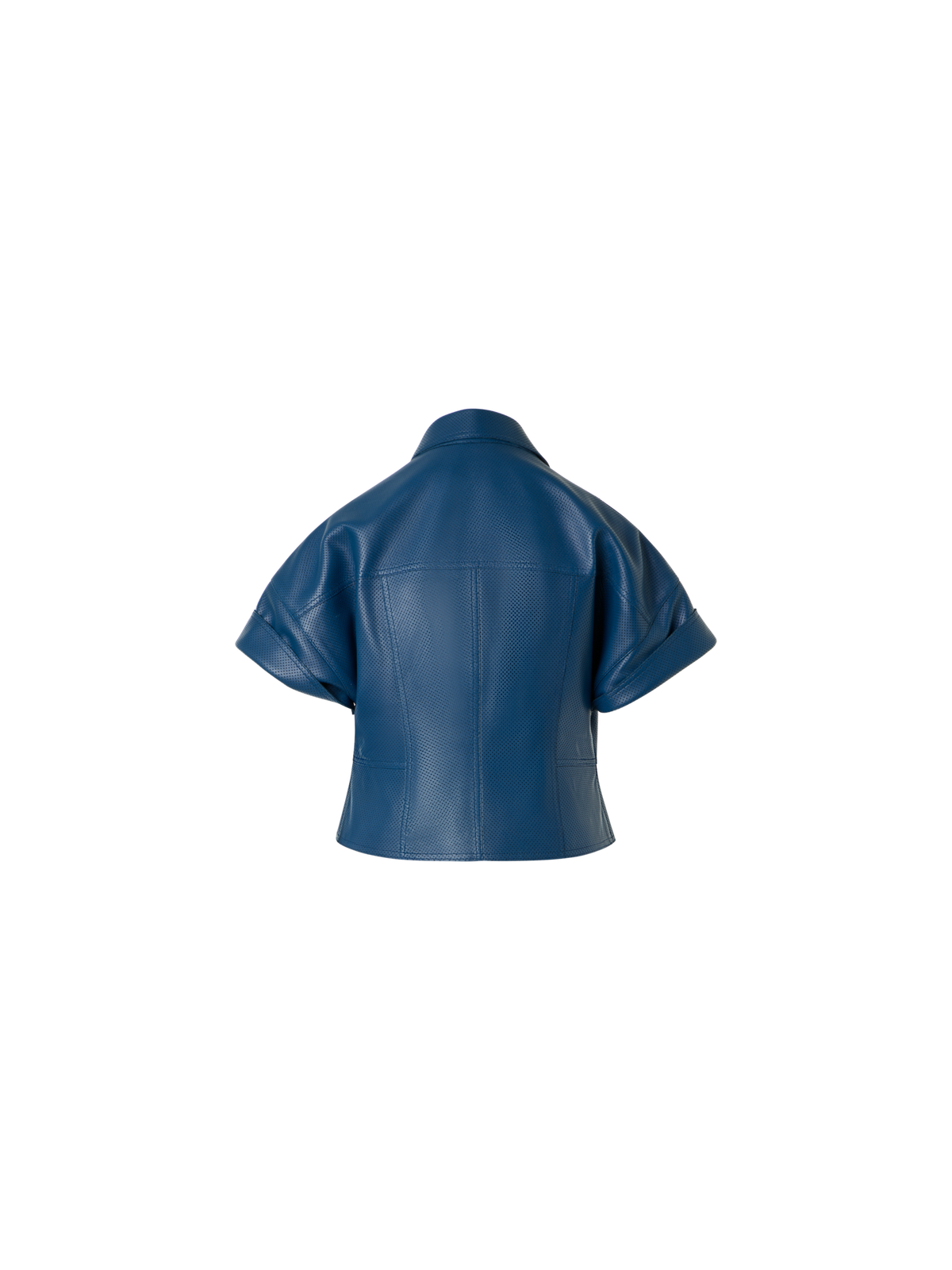 Designer Pin Dot Nappa Leather Zip Jacket - blue