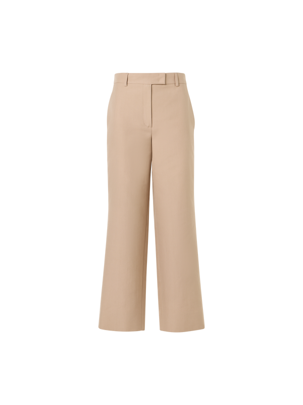 Designer Christelle Cropped Wide-Leg Pants in Cotton-Silk Double-Face - beige