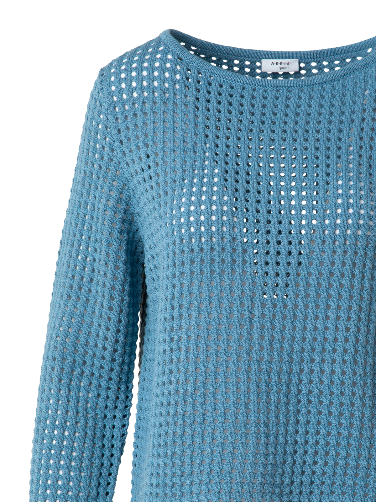 Designer Knit Sweater in Chunky Cotton Mesh - blue