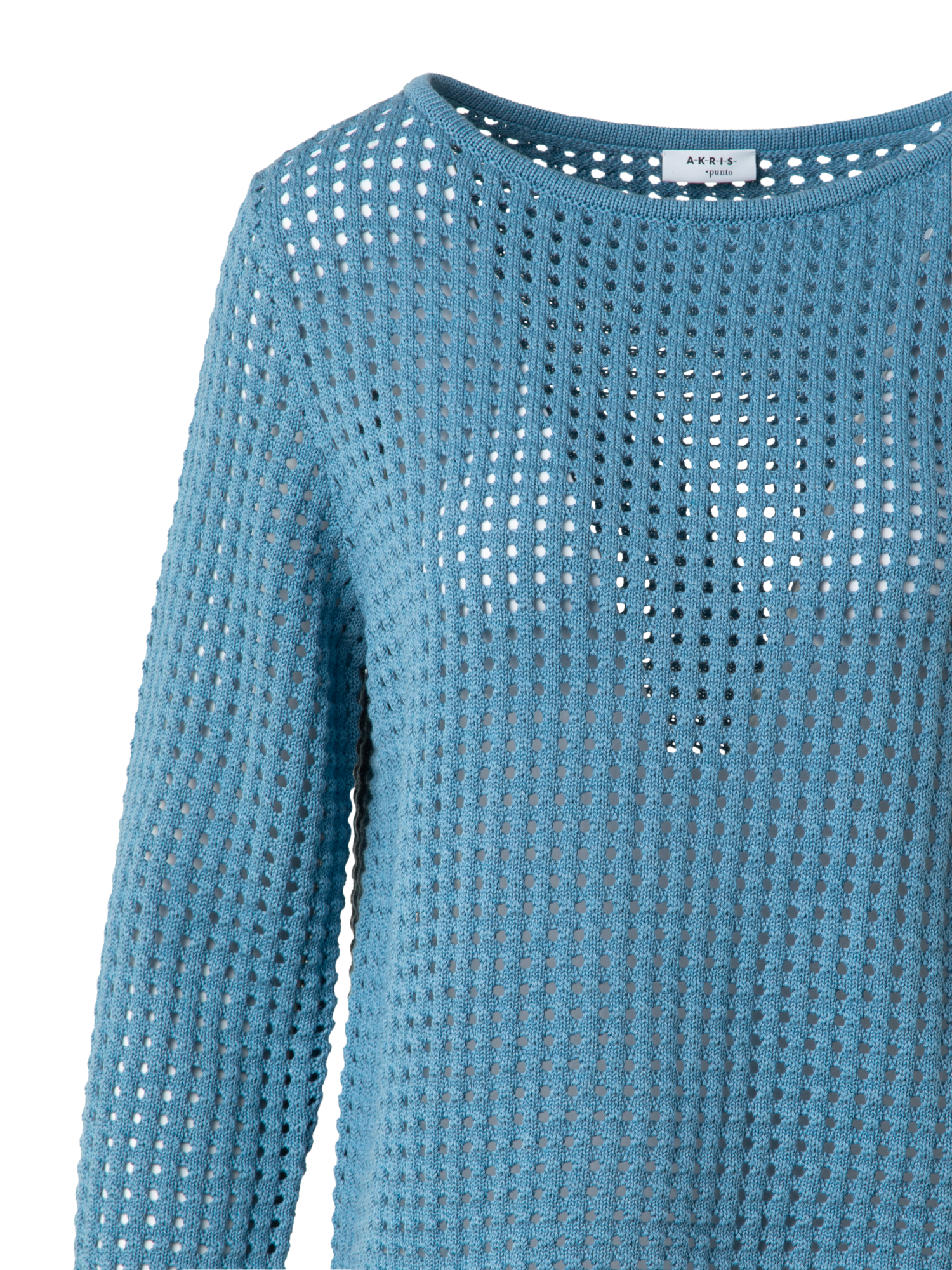Designer Knit Sweater in Chunky Cotton Mesh - blue