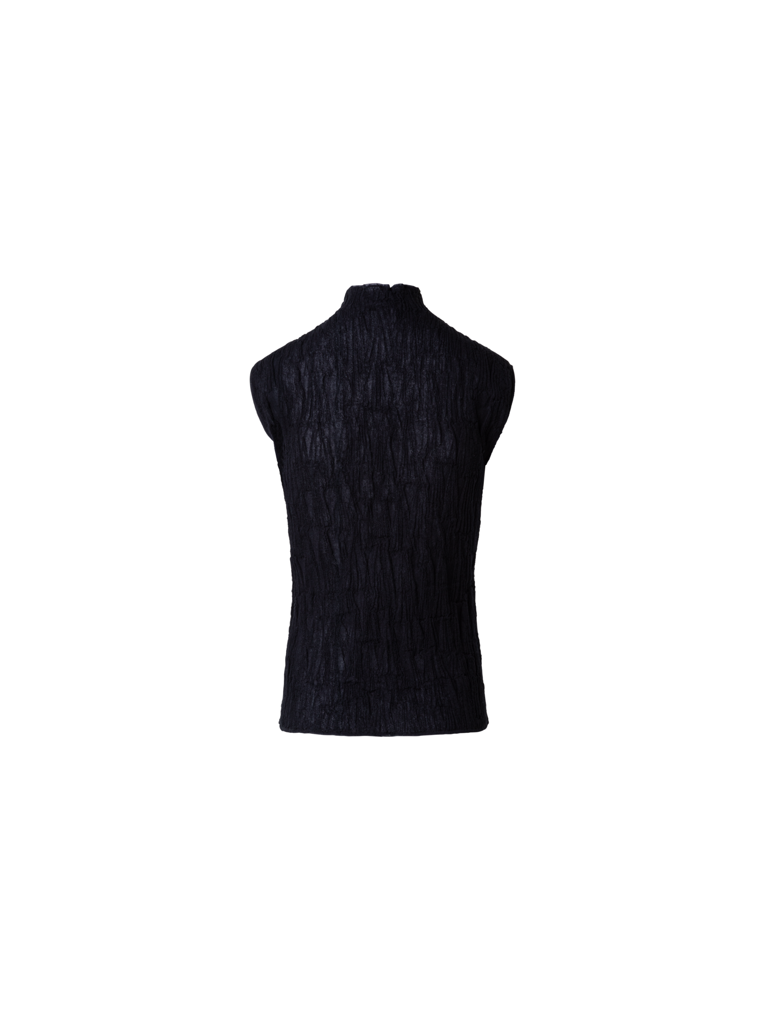 Designer Cotton Blend Knit Top with Asagao 3D Jacquard - black