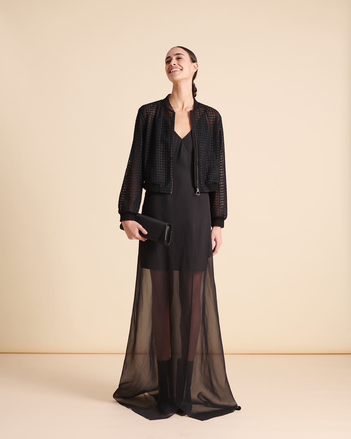 Designer Bomber Jacket in Flower Embroidery - black - neutral #editorial