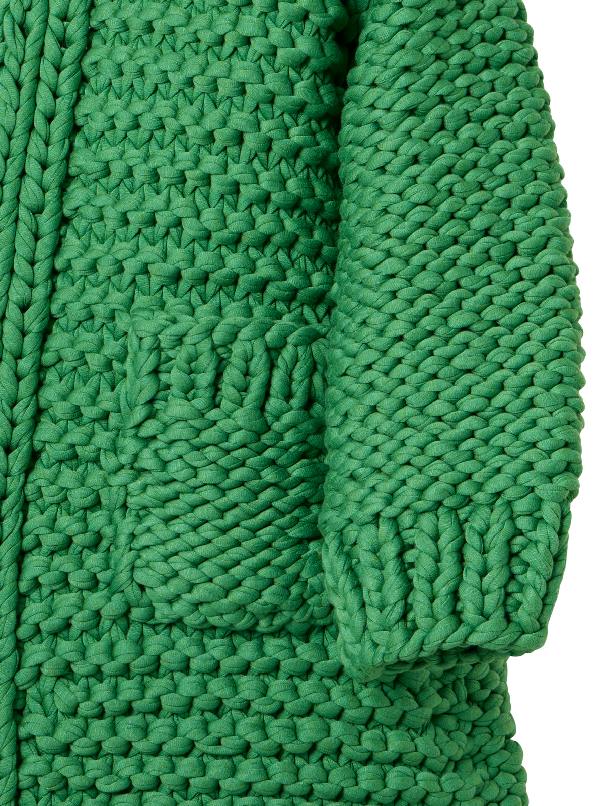 Designer Structured Handknit Hooded Coat - green
